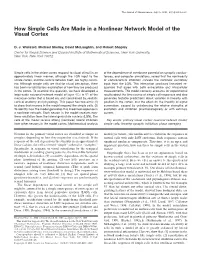 How Simple Cells Are Made in a Nonlinear Network Model of the Visual Cortex