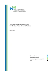 Improving Lean Project Management with Customer Value Centered Practices
