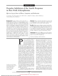 Prepulse Inhibition of the Startle Response in Men with Schizophrenia Effects of Age of Onset of Illness, Symptoms, and Medication