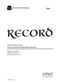 Record 2004 Archivist’S Notes