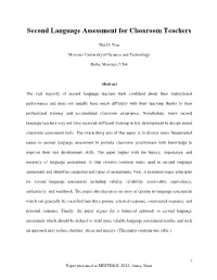 Second Language Assessment for Classroom Teachers