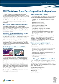 TPI/EDA Veteran Travel Pass Frequently Asked Questions