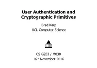 User Authentication and Cryptographic Primitives