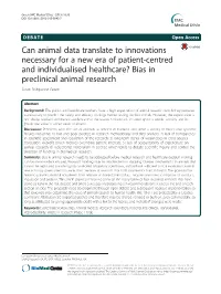 Can Animal Data Translate to Innovations Necessary for a New