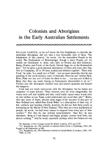 Colonists and Aborigines in the Early Australian Settlements