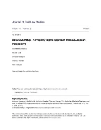 Data Ownership—A Property Rights Approach from a European Perspective