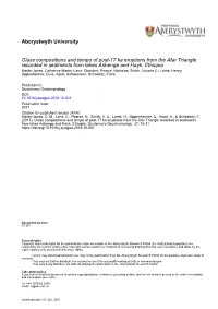 Glass Compositions and Temp of Post-17 Ka Eruptions from the Afar