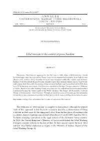 Libel Tourism in the Context of Press Freedom