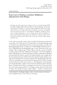 Middleton's Appropriation of the Masque