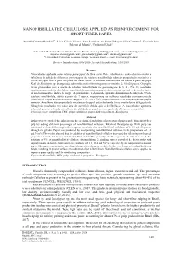 Nanofibrillated Cellulose Applied As Reinforcement for Short-Fiber Paper