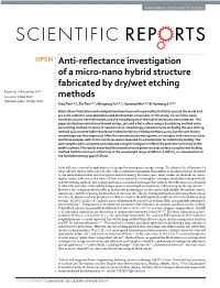 Anti-Reflectance Investigation of a Micro-Nano Hybrid Structure Fabricated by Dry/Wet Etching Methods