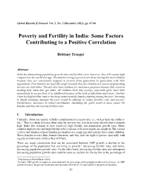 Poverty and Fertility in India: Some Factors Contributing to a Positive Correlation