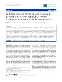 Radiation Induced Temporal Lobe Necrosis in Patients With