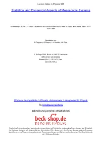 Statistical and Dynamical Aspects of Mesoscopic Systems