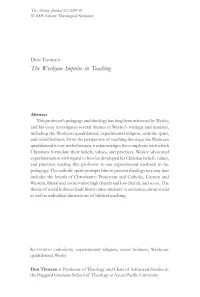 The Wesleyan Impulse in Teaching