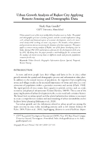 Urban Growth Analysis of Rajkot City Applying Remote-Sensing and Demographic Data