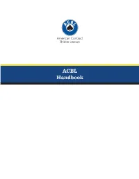 ACBL Handbook 2015 ACBL Handbook of Rules and Regulations