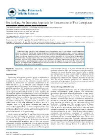 Bio-Banking: an Emerging Approach for Conservation of Fish Germplasm