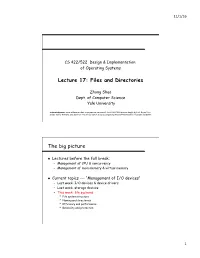 Lecture 17: Files and Directories