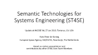 Semantic Technologies for Systems Engineering (ST4SE)