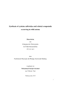 Synthesis of Cysteine Sulfoxides and Related Compounds Occurring in Wild Onions