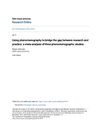 Using Phenomenography to Bridge the Gap Between Research and Practice: a Meta-Analysis of Three Phenomenographic Studies