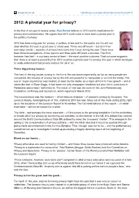2012: a Pivotal Year for Privacy?