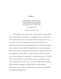 ABSTRACT Manifestations of Transcendence in Twentieth
