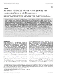 An Inverse Relationship Between Cortical Plasticity and Cognitive Inhibition in Late-Life Depression