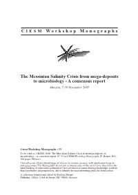 C IESM Workshop Monographs the Messinian Salinity