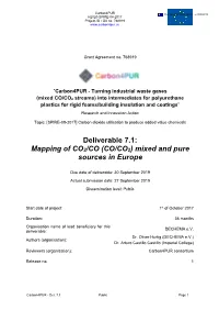 (CO/CO2) Mixed and Pure Sources in Europe