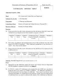 Examination of Estimates of Expenditure 2021-22 Reply Serial No