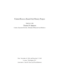 Interview with Thomas D. Simpson Former Associate Director, Division of Research and Statistics