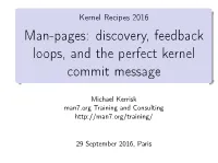 Man-Pages: Discovery, Feedback Loops, and the Perfect Kernel Commit Message