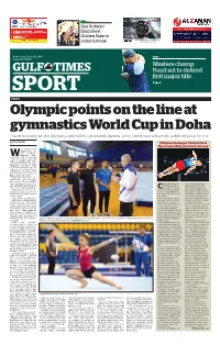 Olympic Points on the Line at Gymnastics World Cup in Doha ‘I Want to Qualify for the Olympics and I Will Try All Possible Options