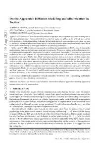 On the Aggression Diffusion Modeling and Minimization in Online Social