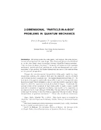 “Particle-In-A-Box” Problems in Quantum Mechanics