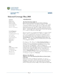 Selected Coverage May 2010