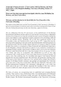 Transcript of Samuel Beckett: a Conversation, with Ian Rickson, and Mark Taylor-Batty, at the Minghella Building, University of Reading, October 3Rd 2013, 7.30Pm