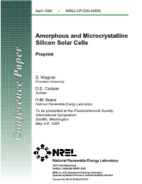 Amorphous and Microcrystalline Silicon Solar Cells: Preprint