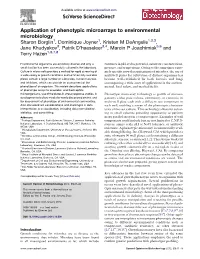 Application of Phenotypic Microarrays to Environmental Microbiology