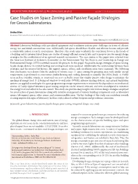 Case Studies on Space Zoning and Passive Façade Strategies for Green Laboratories