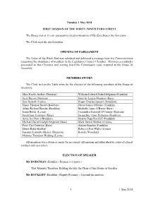 House of Assembly Tuesday 1 May 2018