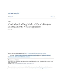 Our Lady of La Vang, Model of Christ's Disciples and Model of the New Evangelization Chao Doan