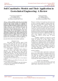 Soil Constitutive Models and Their Application in Geotechnical Engineering: a Review