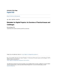 Metadata for Digital Projects: an Overview of Practical Issues and Challenges