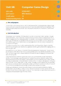 Unit 68: Computer Game Design