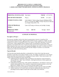 Brookhaven National Laboratory Proposal Information Questionnaire Laboratory Directed Research and Development Program 1 Princip