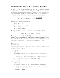 Elements of Chapter 9: Nonlinear Systems Examples