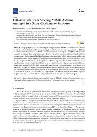 Full-Azimuth Beam Steering MIMO Antenna Arranged in a Daisy Chain Array Structure